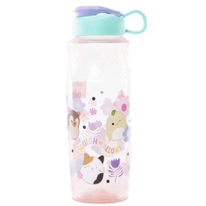 Squishmallows Flip-Top Zak! Water Bottle 30oz Spring Flowers NWT